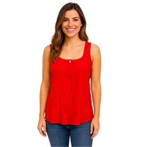 OS International Size M Rayon Red Sleeveless Top